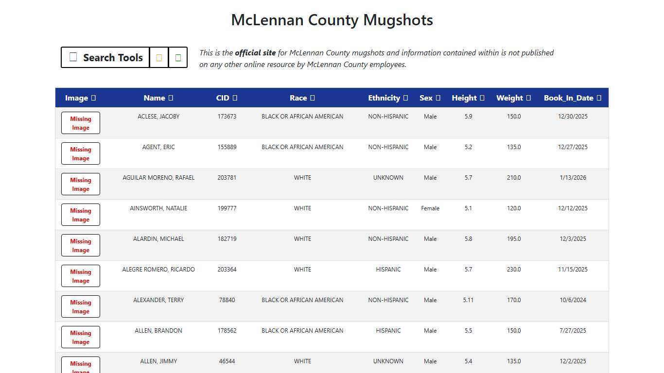 McLennan County Mugshots Application