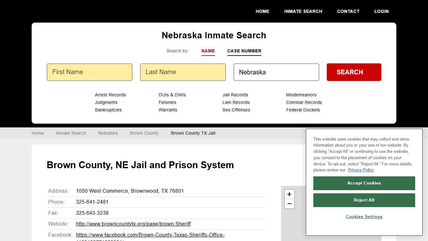 Brown County TX Jail Inmate Records Search, Nebraska - StateCourts